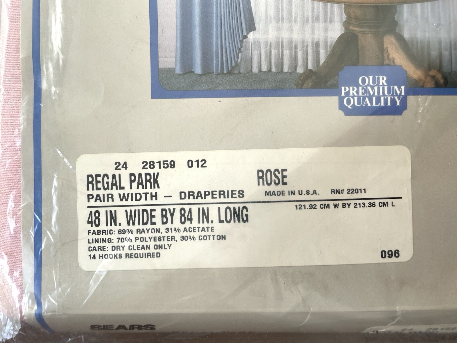 Pink Drapery Panel Set 84×48 In Pink/ Rose Color Regal Park Brand Sears 1 Pair