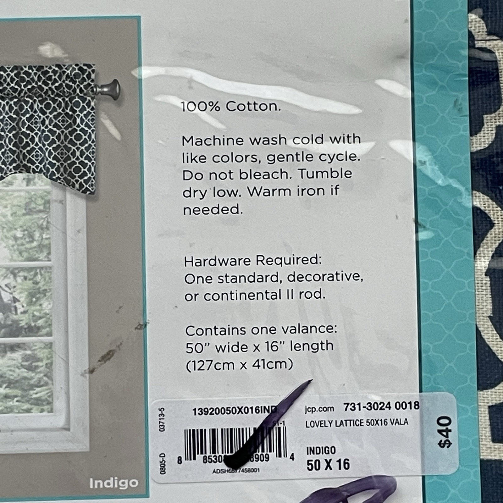 Waverly Lovely Lattice Wave Valance Indigo Blue 50×16