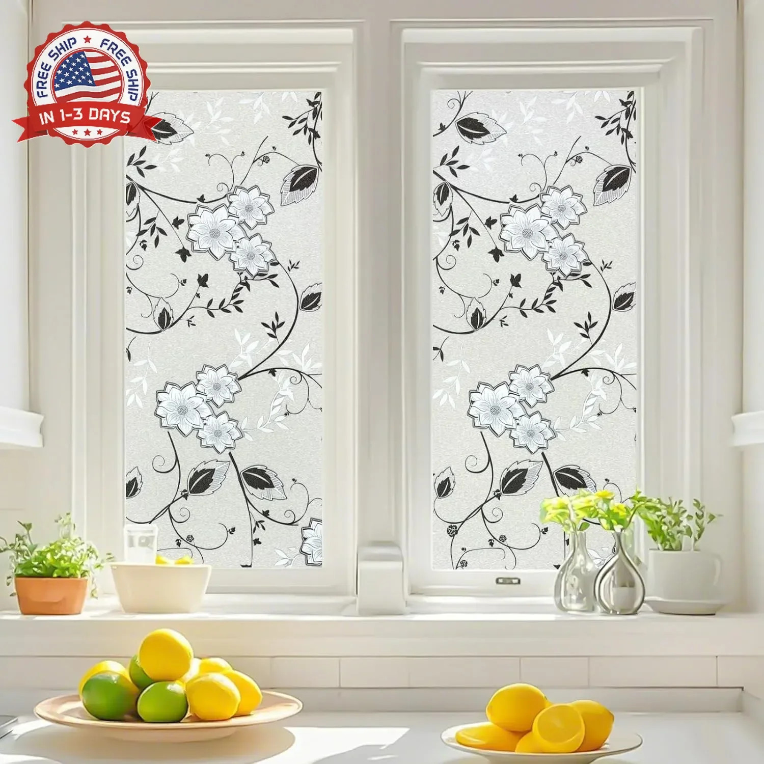 Bloss Frosted Privacy Window Film with Installation Tools,Decorative Windows Pri