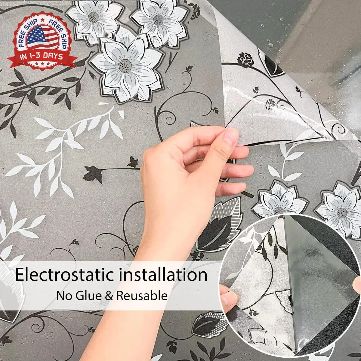Bloss Frosted Privacy Window Film with Installation Tools,Decorative Windows Pri