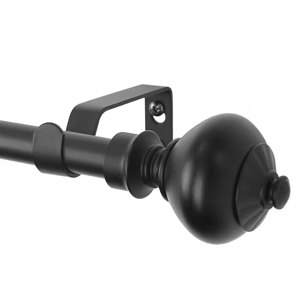 48 In. – 86 In. Telescoping 3/4 In. Single Curtain Rod in Pietro Black