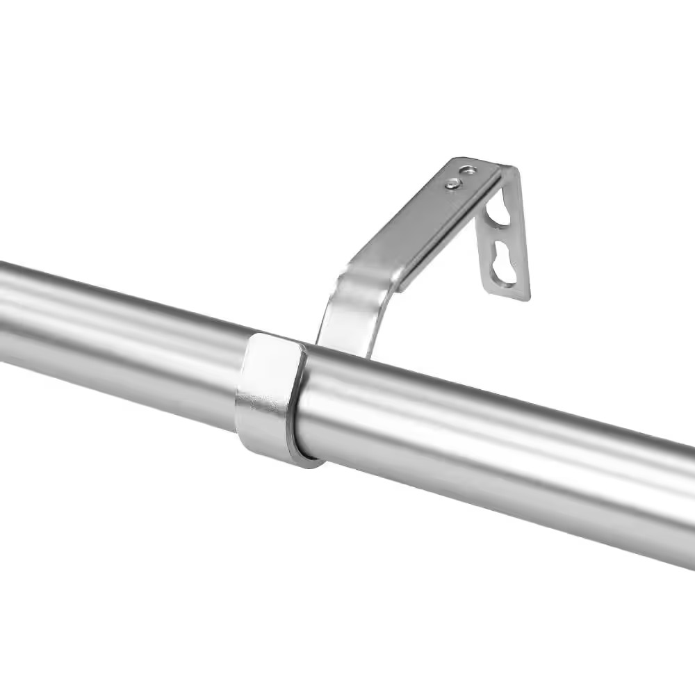36 In. – 66 In. Adjustable Single Curtain Rod 3/4 In. Dia. in Brushed Nickel wit