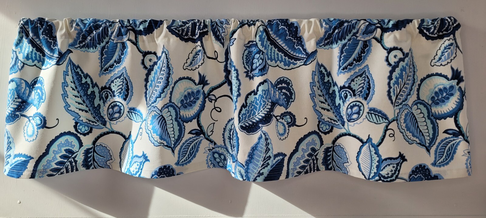 Blue and White Valance, Waverly Fantasy Fleur Valance Curtain
