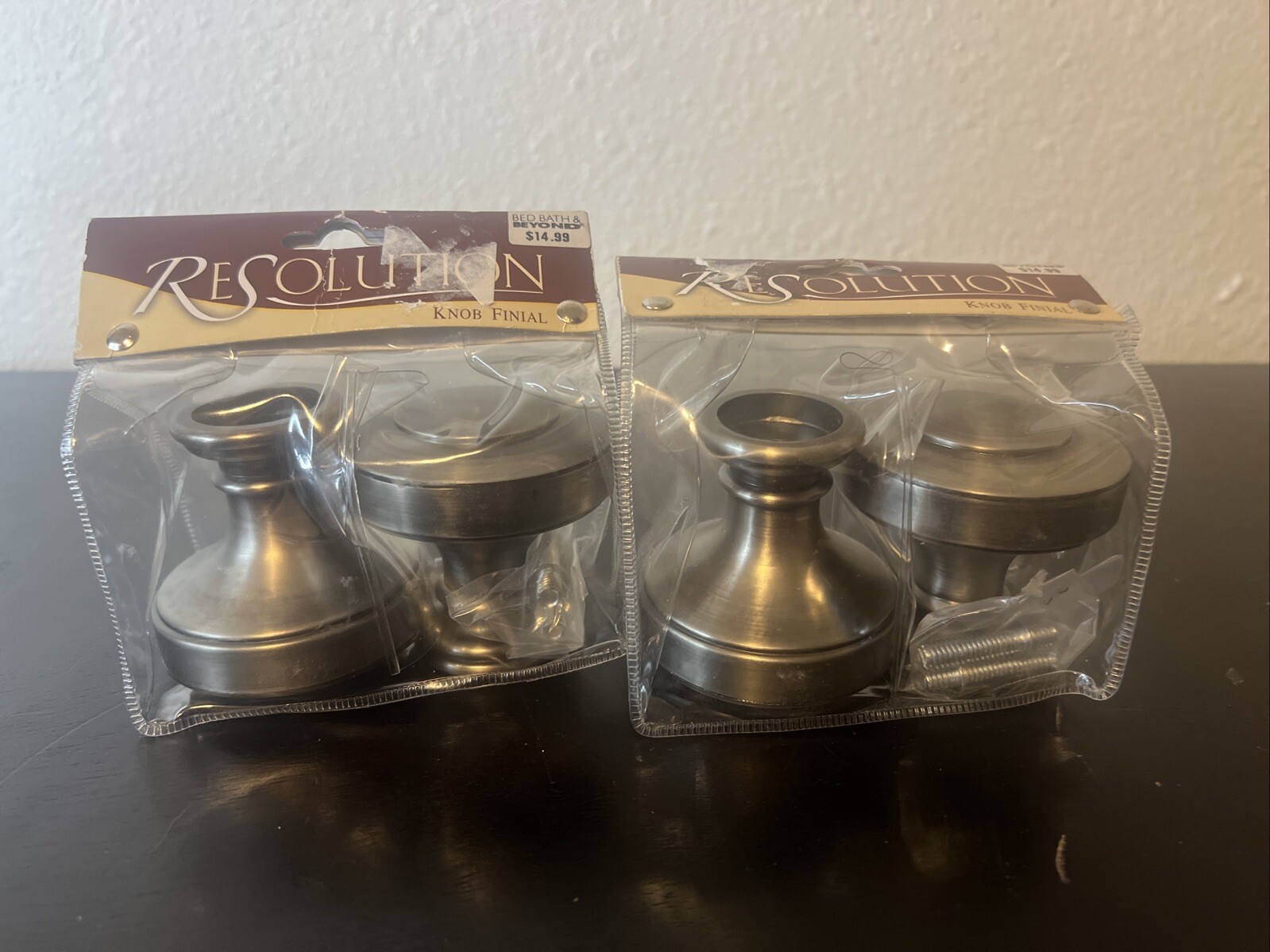 ReSolution Brushed Nickel Chateau Knob Curtain Rod Finials Set of 4 NIP
