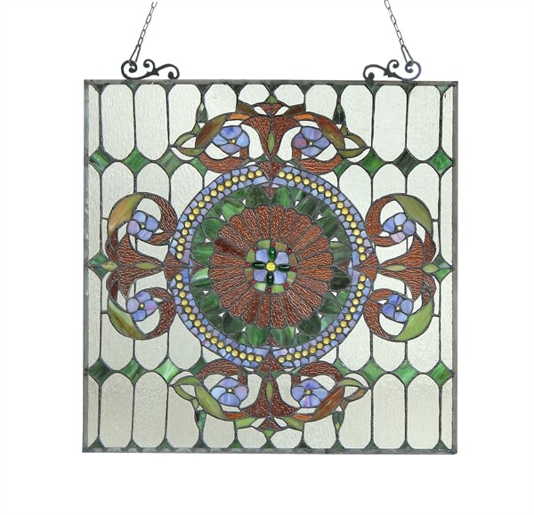Stained Glass Tiffany Style Window Panel Arts & Crafts 25×25 ONE THIS PRICE