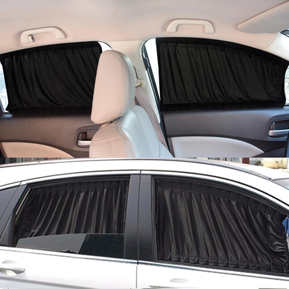 2pcs Universal Car Side Window Curtains – Foldable Uv Protection Sunshade – New