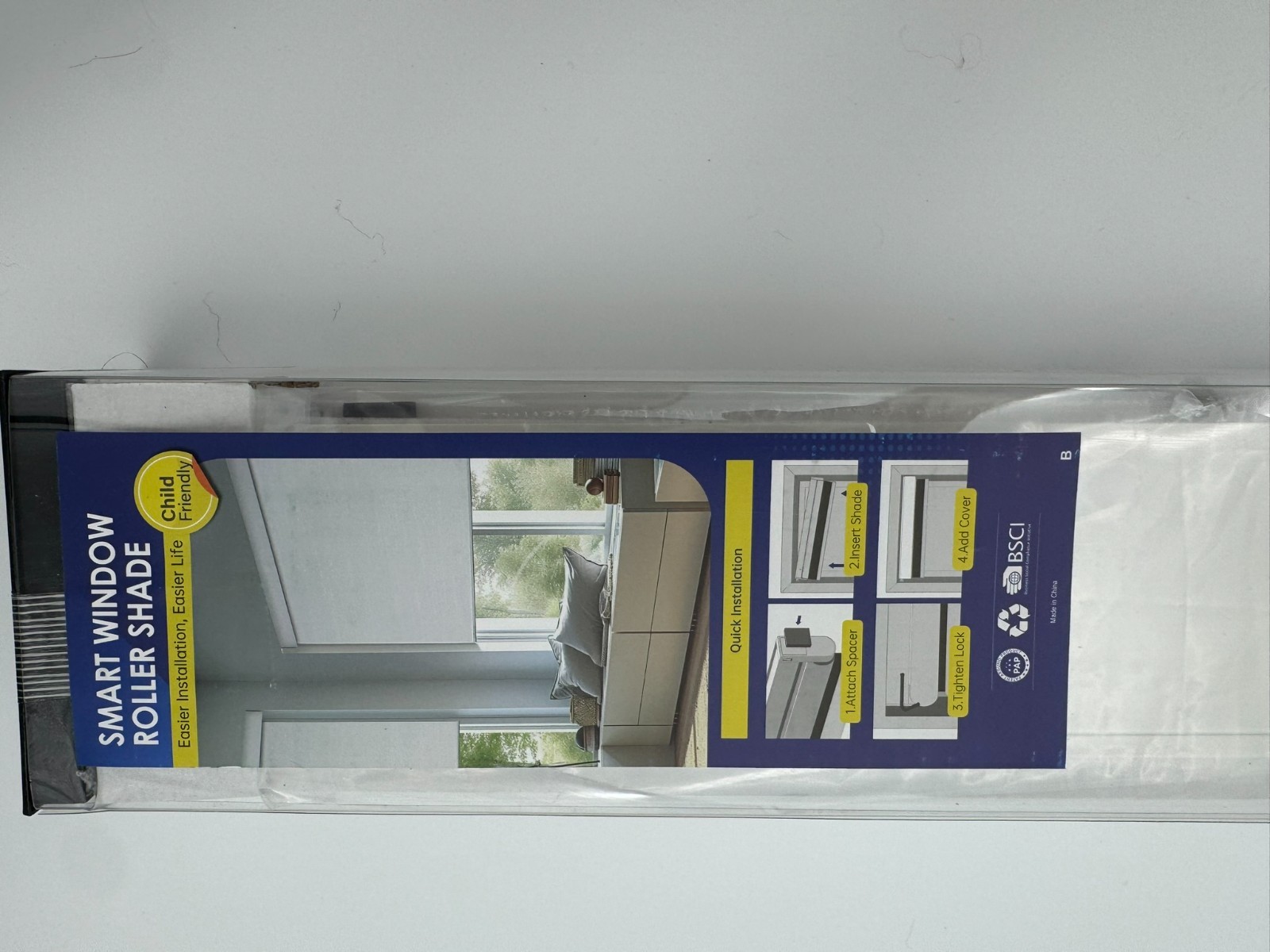 Smart Motorized Blackout Roller Shade 36×72 No Drill Remote White New