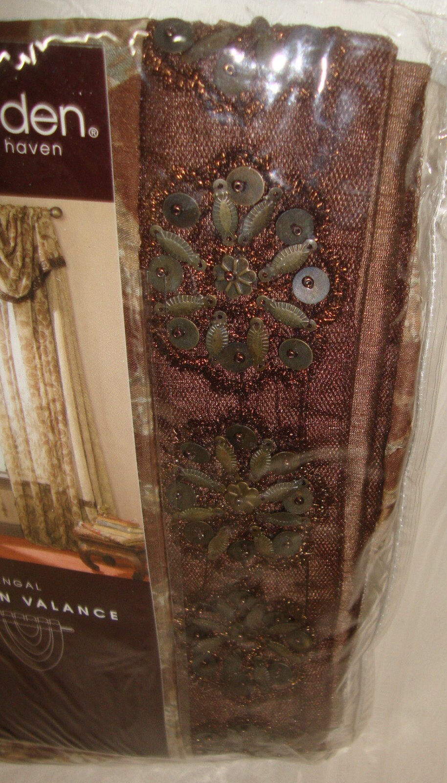 Chris Madden BENGAL Coffee Beaded Bean FESTOON Valance 43″ X 28 ” 1 PER PACK NEW