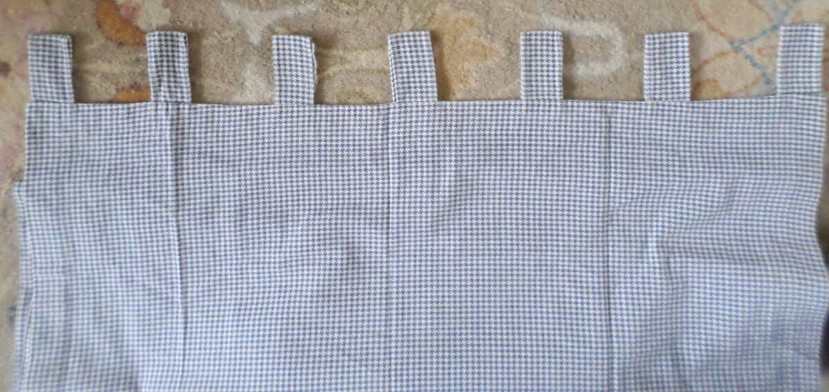 Tab Top Curtain Panel Cotton Country Red Check or Blue Houndstooth BUY 1 OR MANY