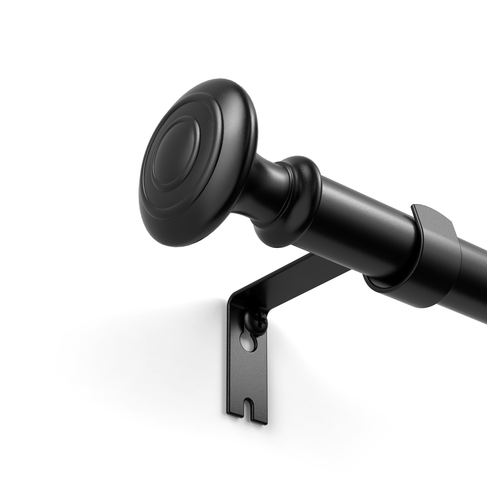 Black 3/4 In 2848 In Heavy Duty Wall Mounted Adjustable Window Curtain Rod