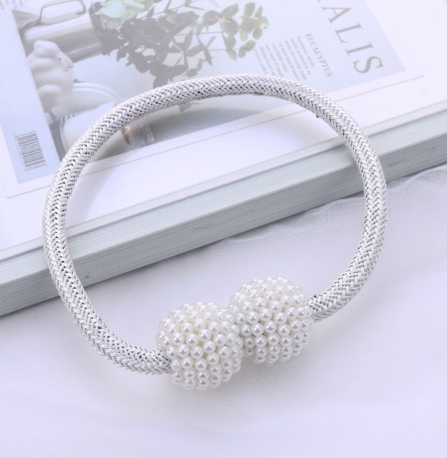 2PCS Pearl Magnetic Curtain Clip Curtain Holders Tie Back Buckle Clips Hanging
