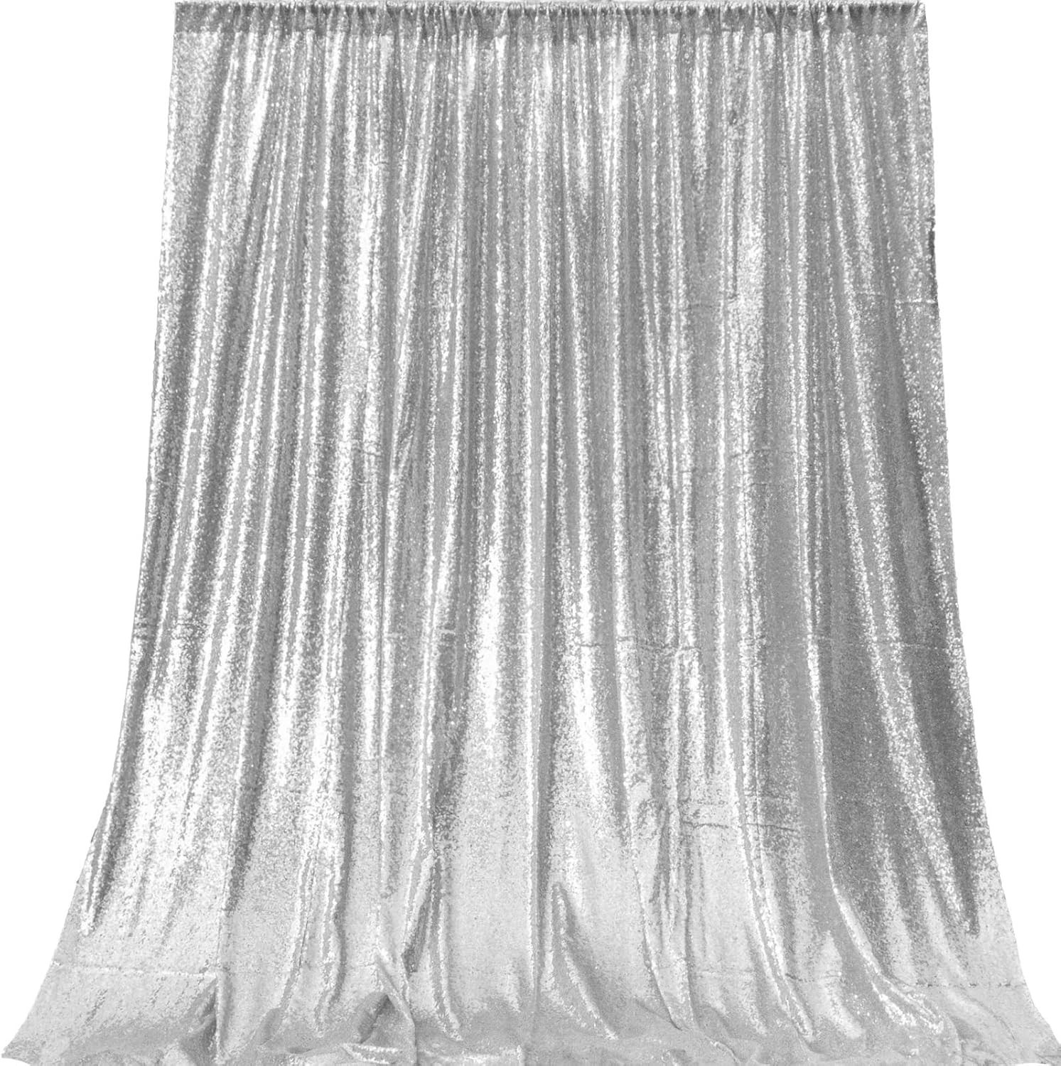 Sparkly Silver Sequin Curtain 4ft x 6.5ft – Perfect for Bridal Showers & Events