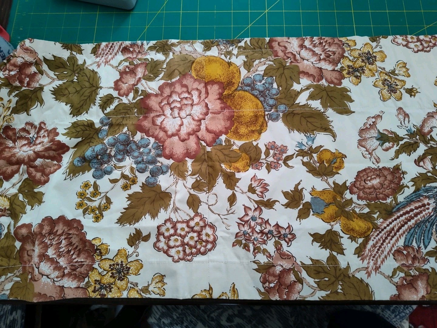 Vintage Custom Made Lined Window Floral Bird Short Valance Curtain 124″ X 13.5″