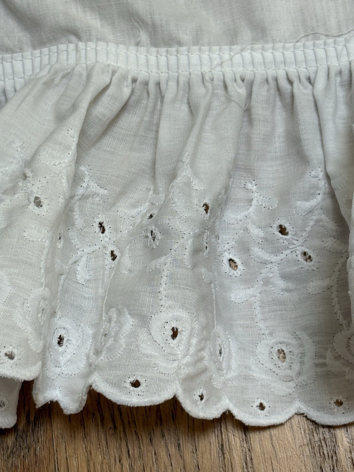 Set of 2 White Eyelet Lace Ruffle Curtain Drape Panels 42″ W x45″L Shabby Chic