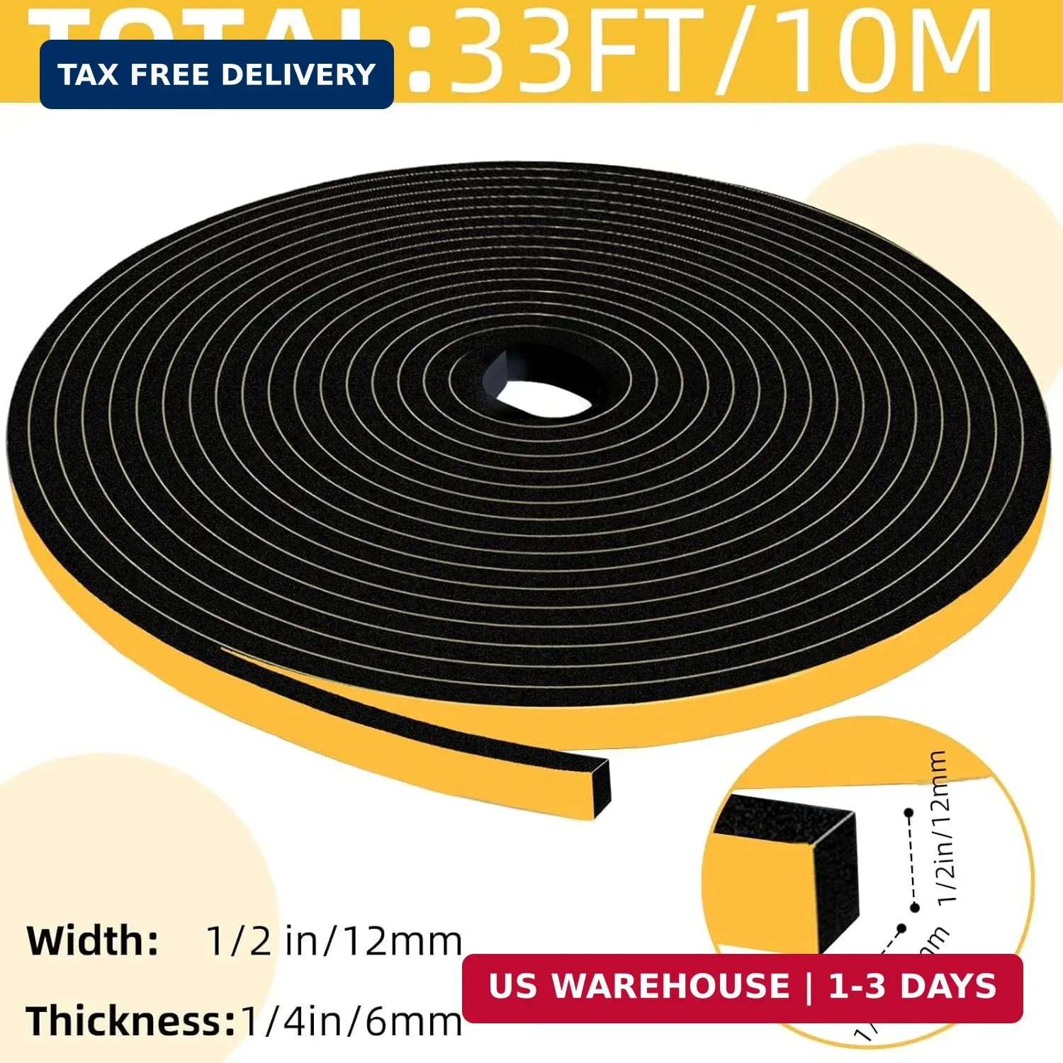 33Ft Weather Stripping Door Seal,Self Adhesive Weather Strip,Window Weather Stri