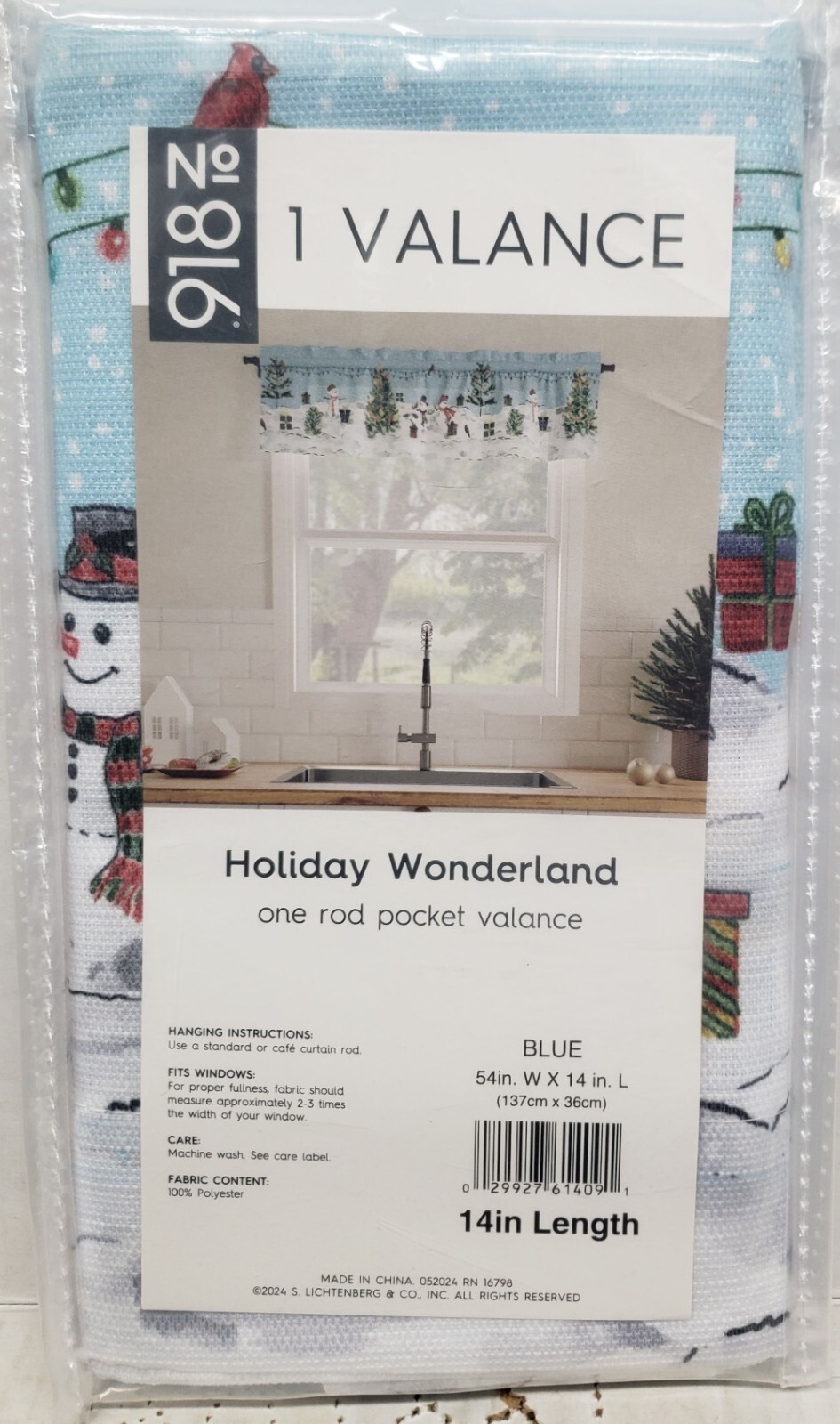 1 Fabric Printed Kitchen Valance(54×14″)CHRISTMAS,SNOWMEN,HOLIDAY WONDERLAND,Lic
