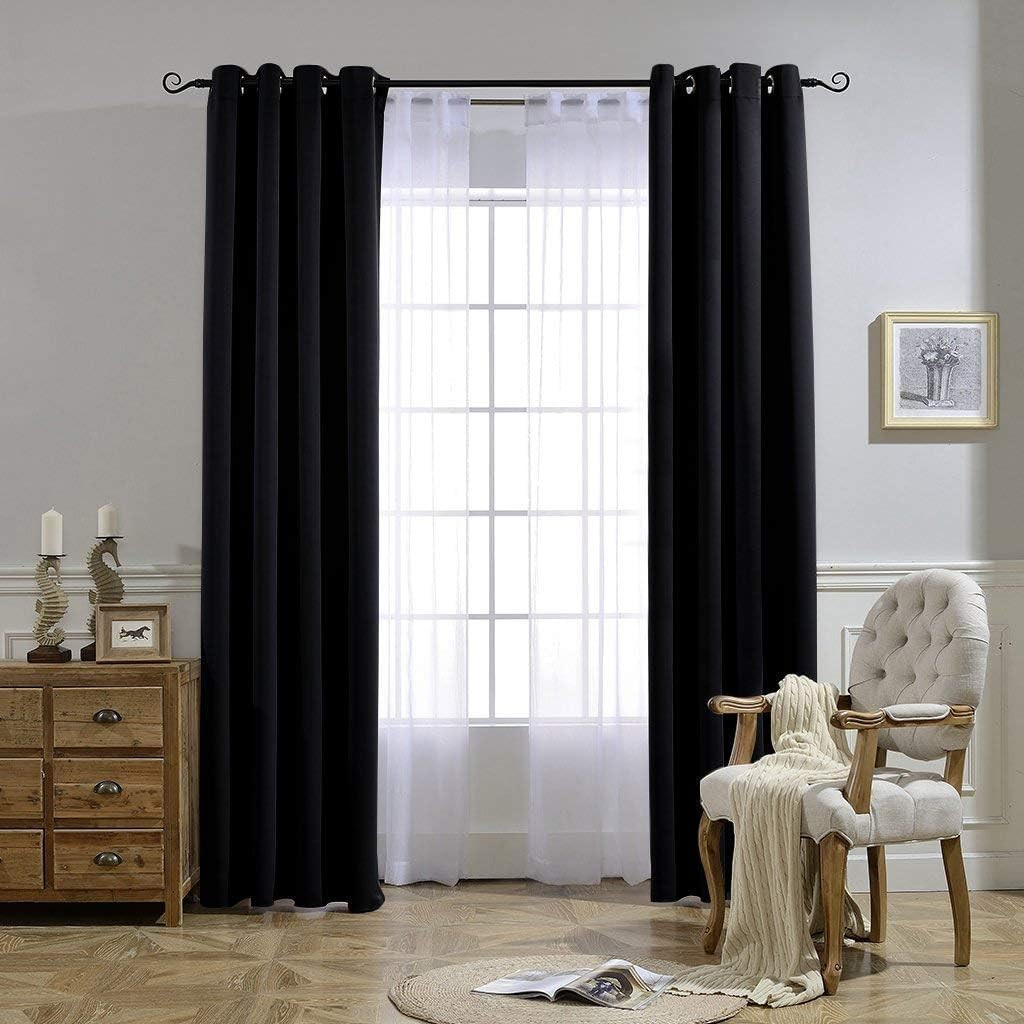 NICETOWN Black Out Curtains for Bedroom 84 Inches Long – Light Reducing Thermal