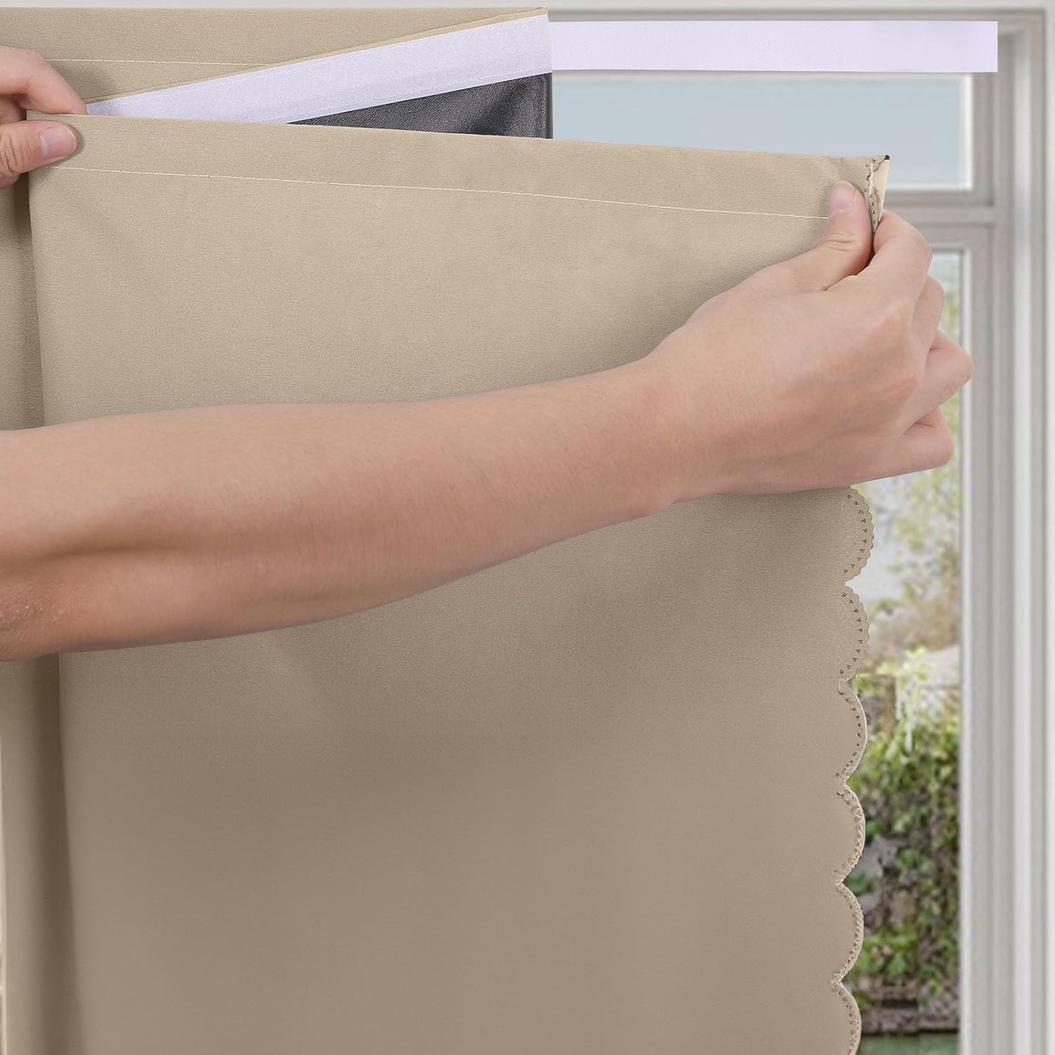 Blackout Curtains Stick On Self Adhesive Black out Thermal Insulation Polyester