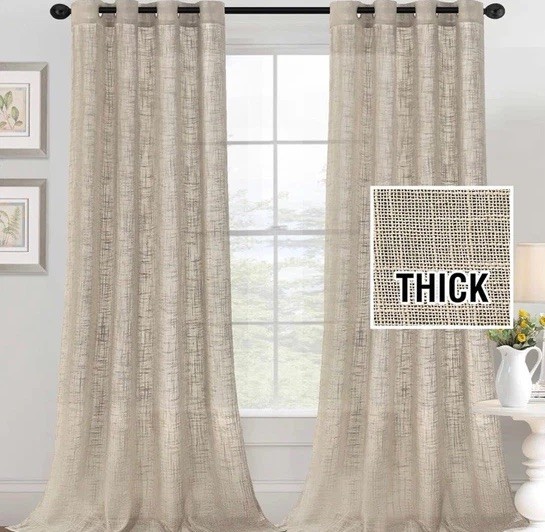 Linen Curtains Natural Linen Blended Curtains 52″W x 63″L (Pack of 2) Angora