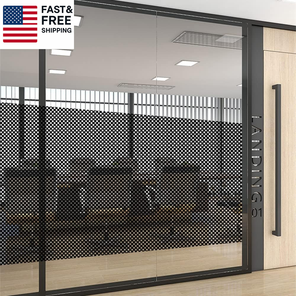 One-Way Perforated Black Vinyl Privacy Window Film Electrostatic Adhesive Glass