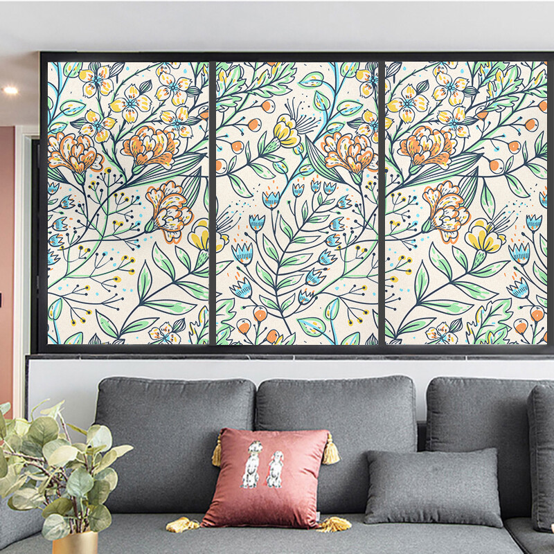Window Flower Film Vinyl Stained Glass Window Sticker Protection Tint