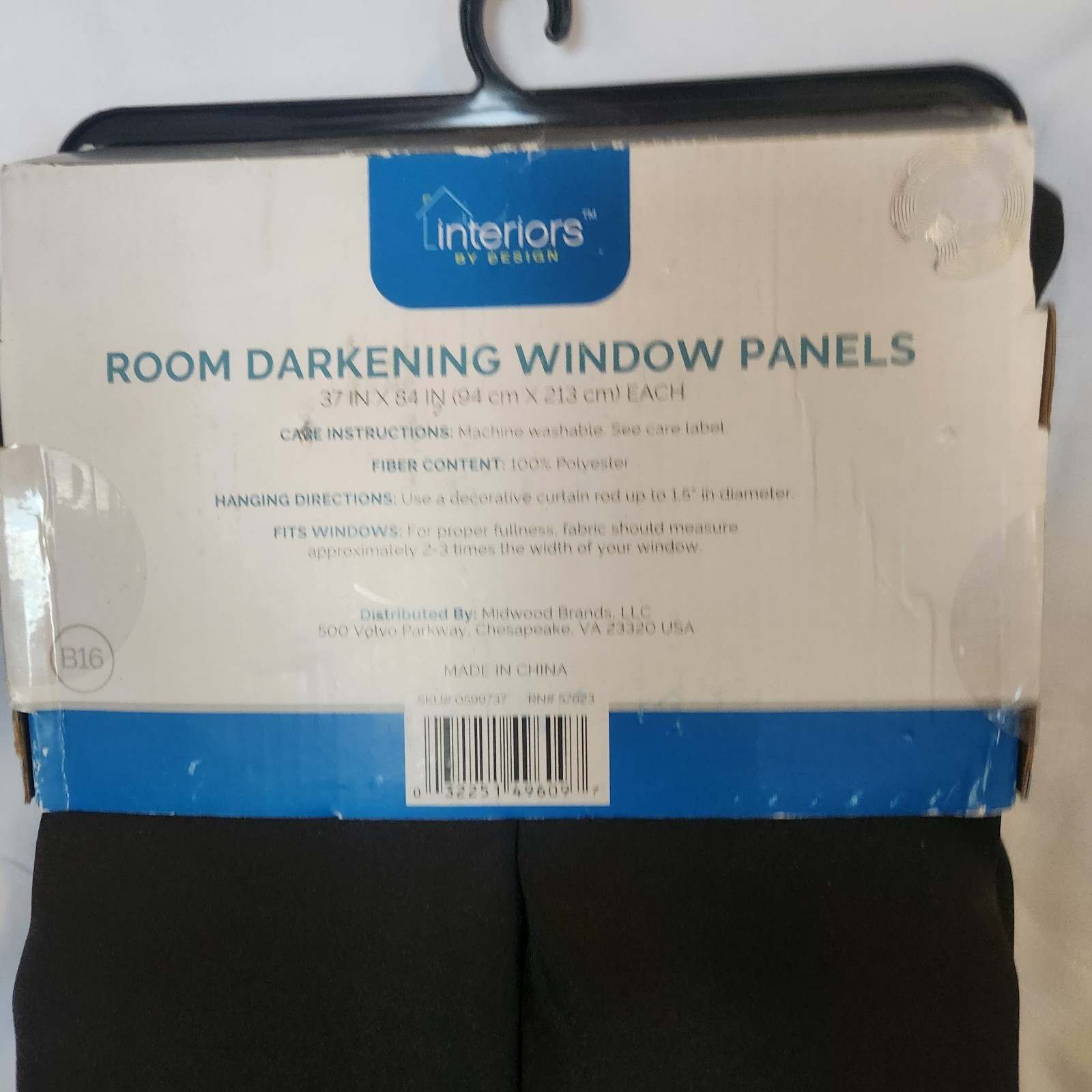 Interiors By Design 84″ Darkening Window Panels Grommet Blackout Curtains Black