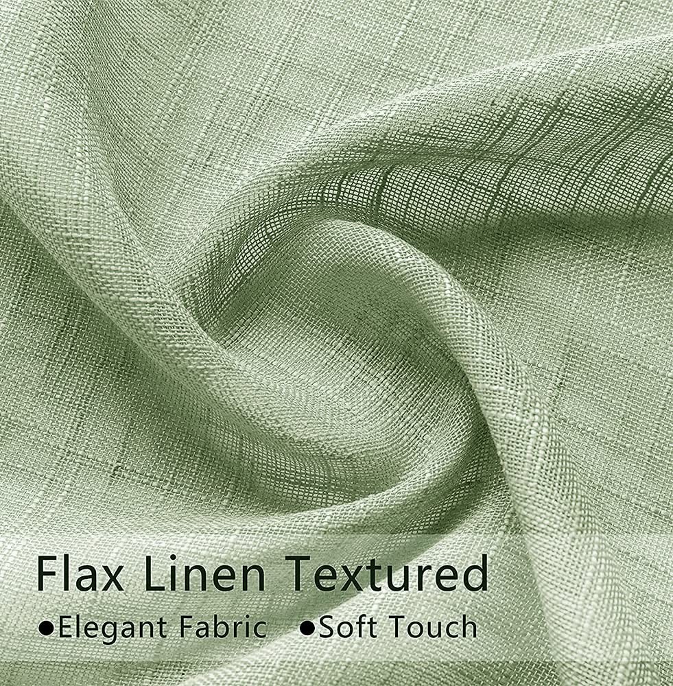 XTMYI Sage Green Linen Textured Light 25″W x 36″L (Pack of 2),
