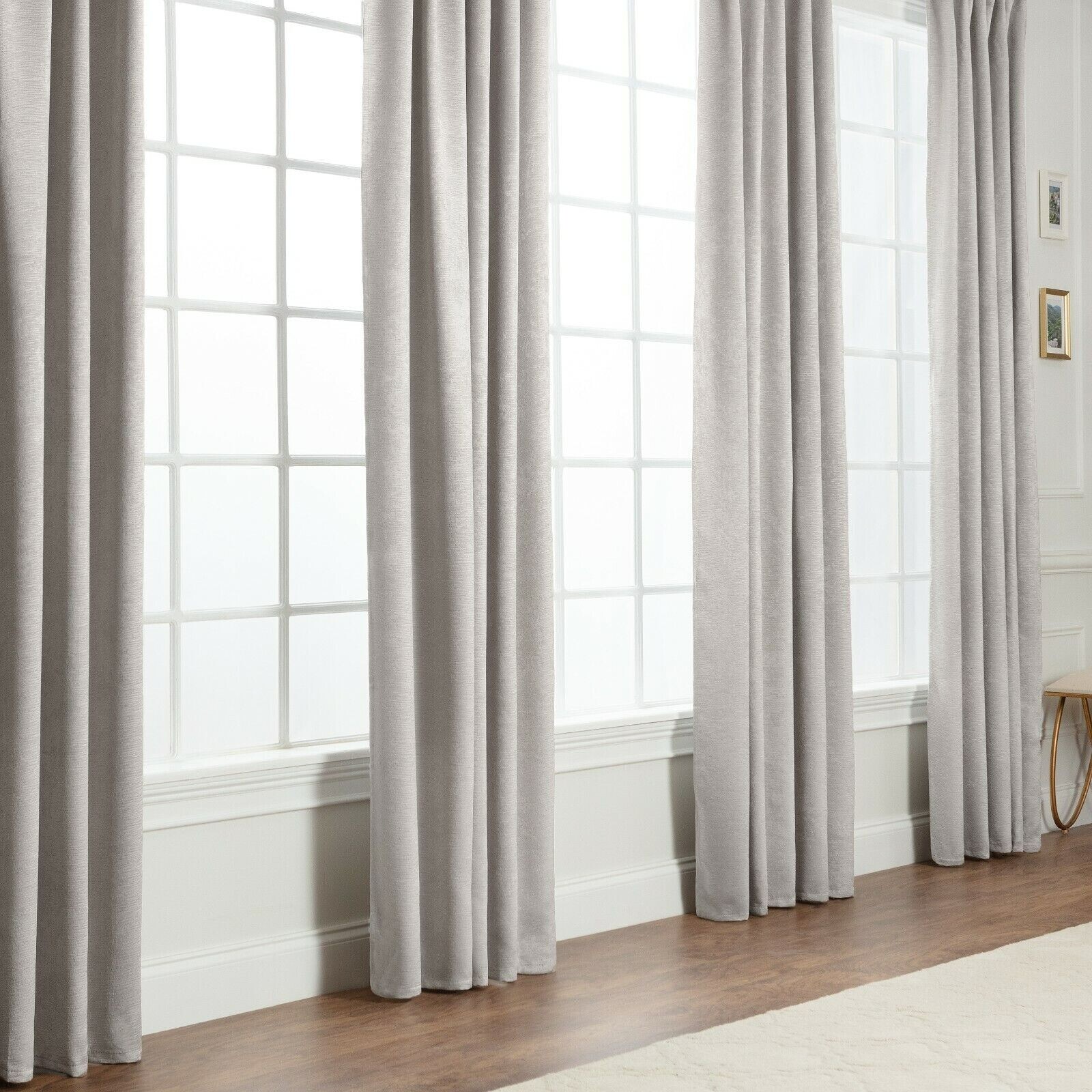Chanasya 2 Panel Solid Embossed Elegant Texture Curtains 52 x 96 Grey Silver