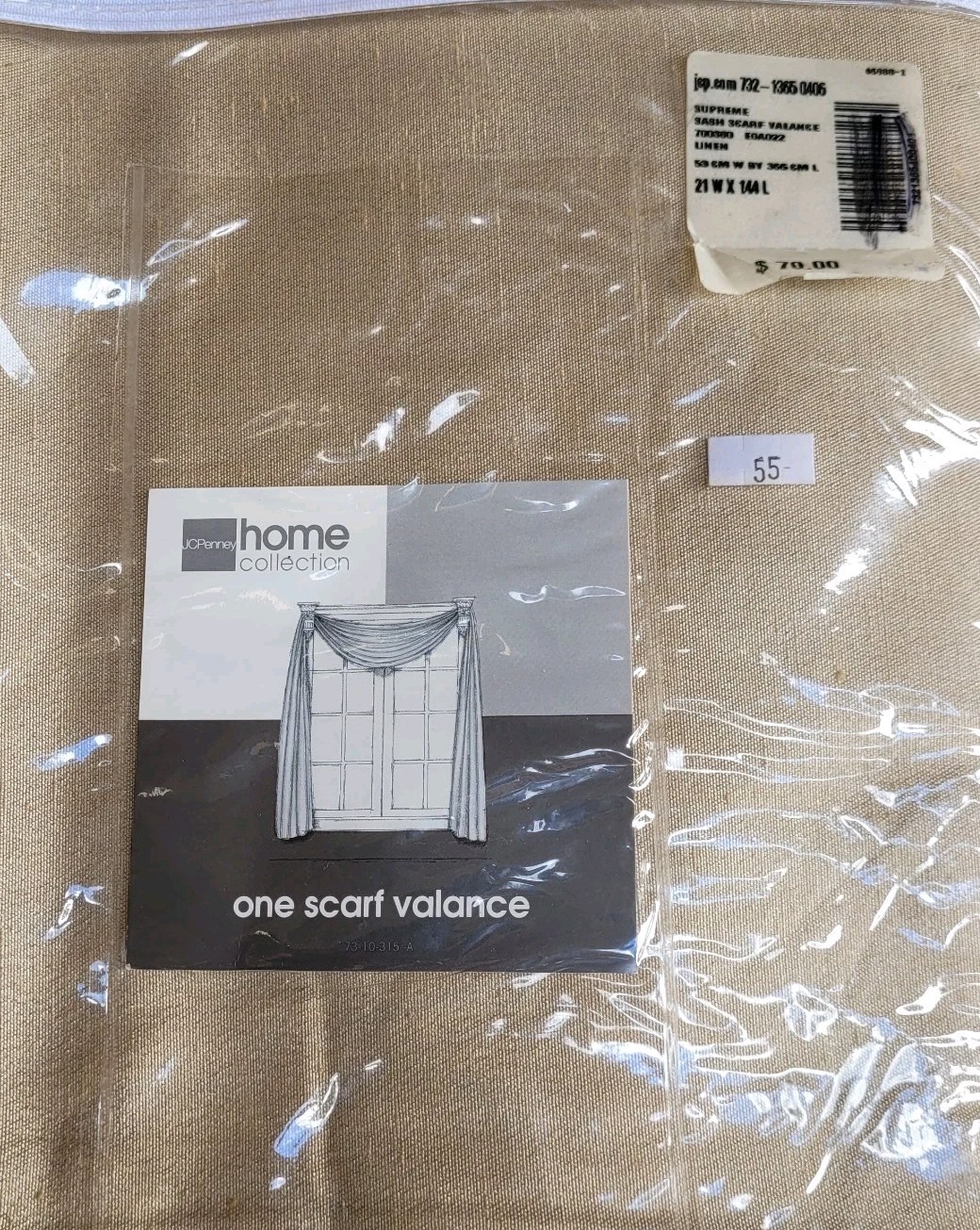 Vintage JC Penney Home Collection Supreme Sash Scarf Valance Linen 21×144 New