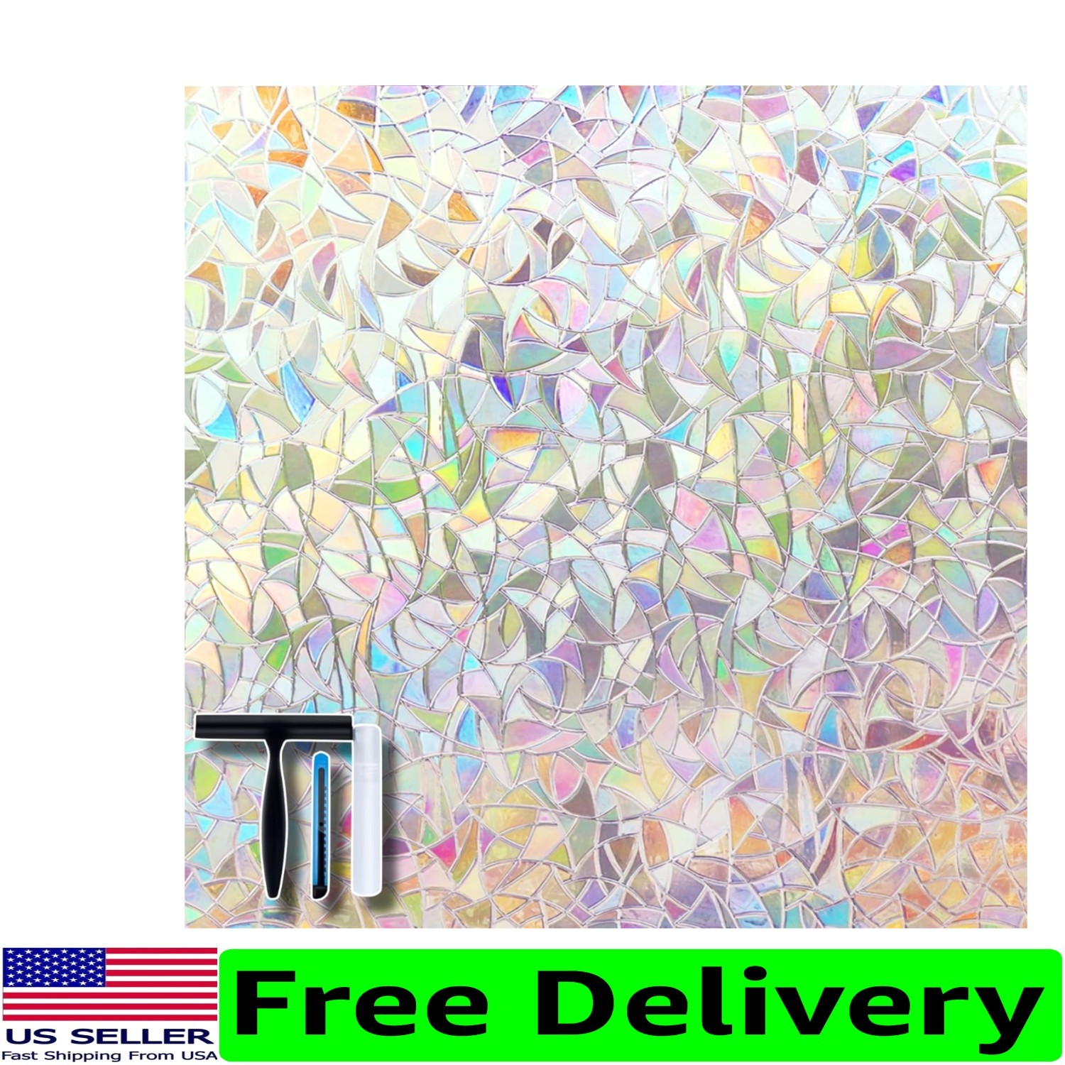 Reusable Rainbow Window Film – 17.5 x 78.7 Inches, UV Blocking & Easy Removal