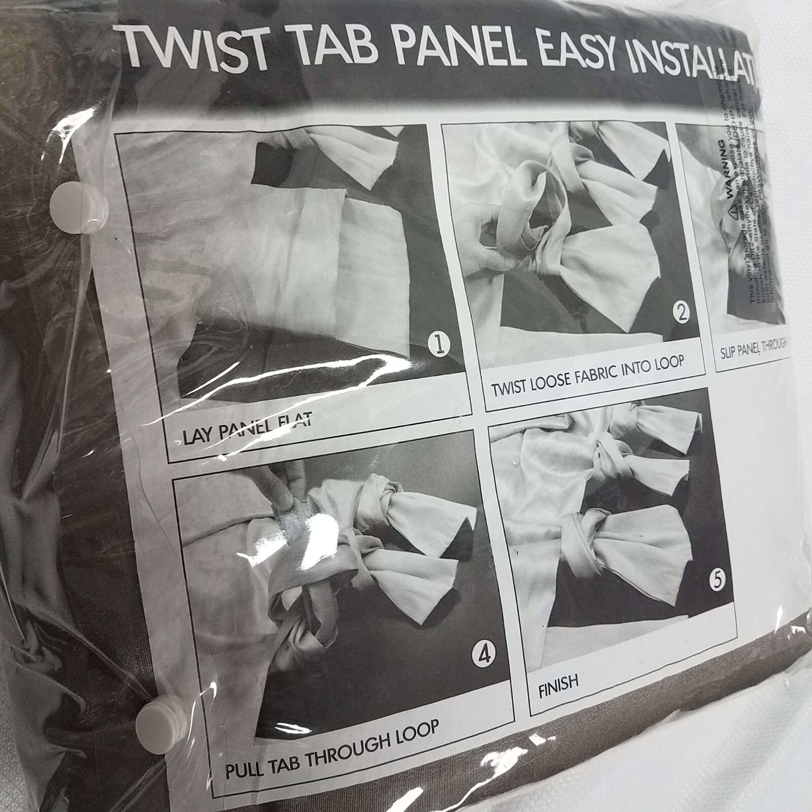 Lillian Twisted Tab Light Filtering Lined Curtain Panel, Gray, 50W x 120L, 1 Pc