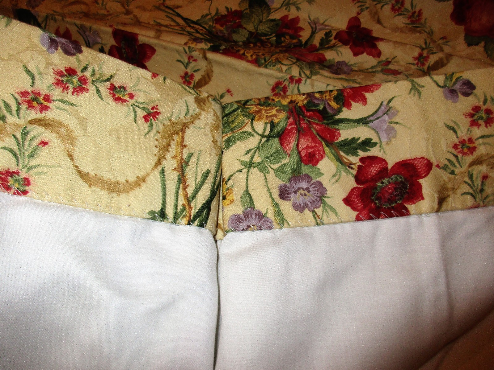 Drapery Pleated Custom/Floral/ Yellow Damask/ Fabric Lined Blackout 50w x 86long