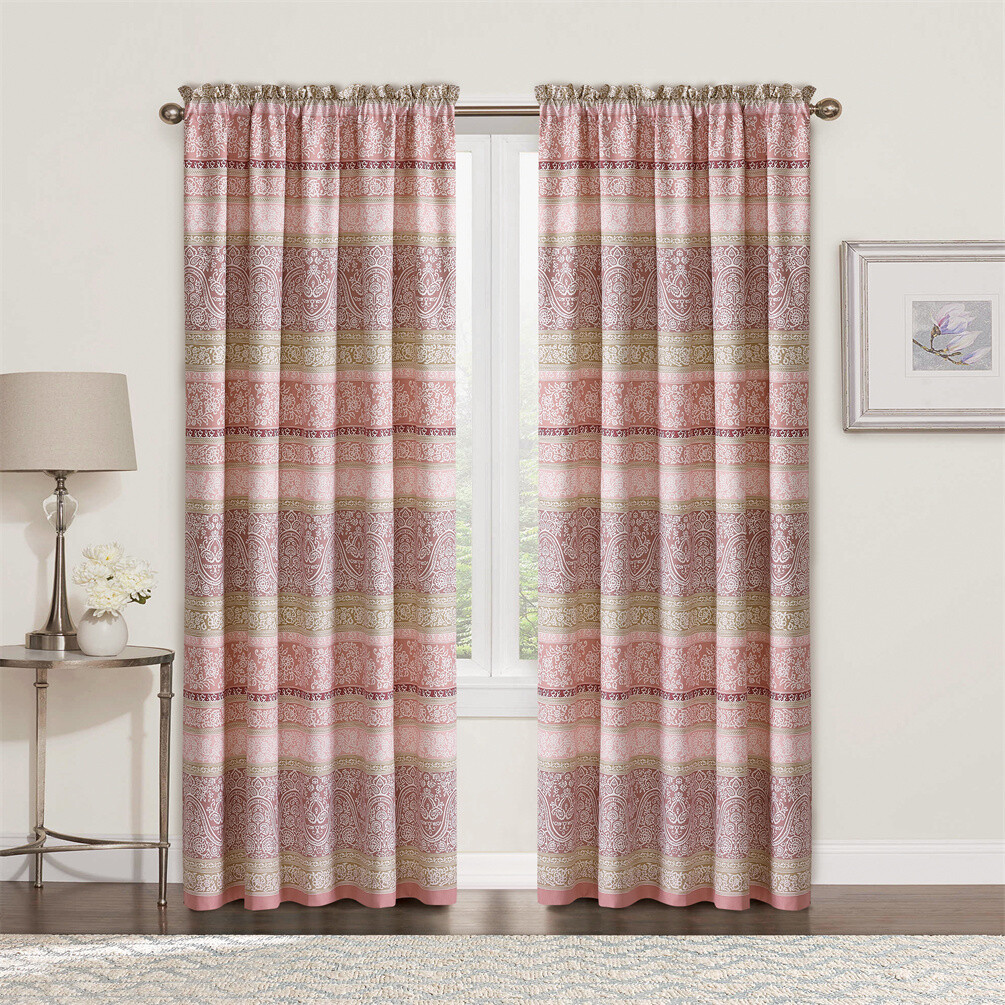 Geometric Floral Printed Curtains for Bedroom Drapes Vintage Curtain Panels 2x