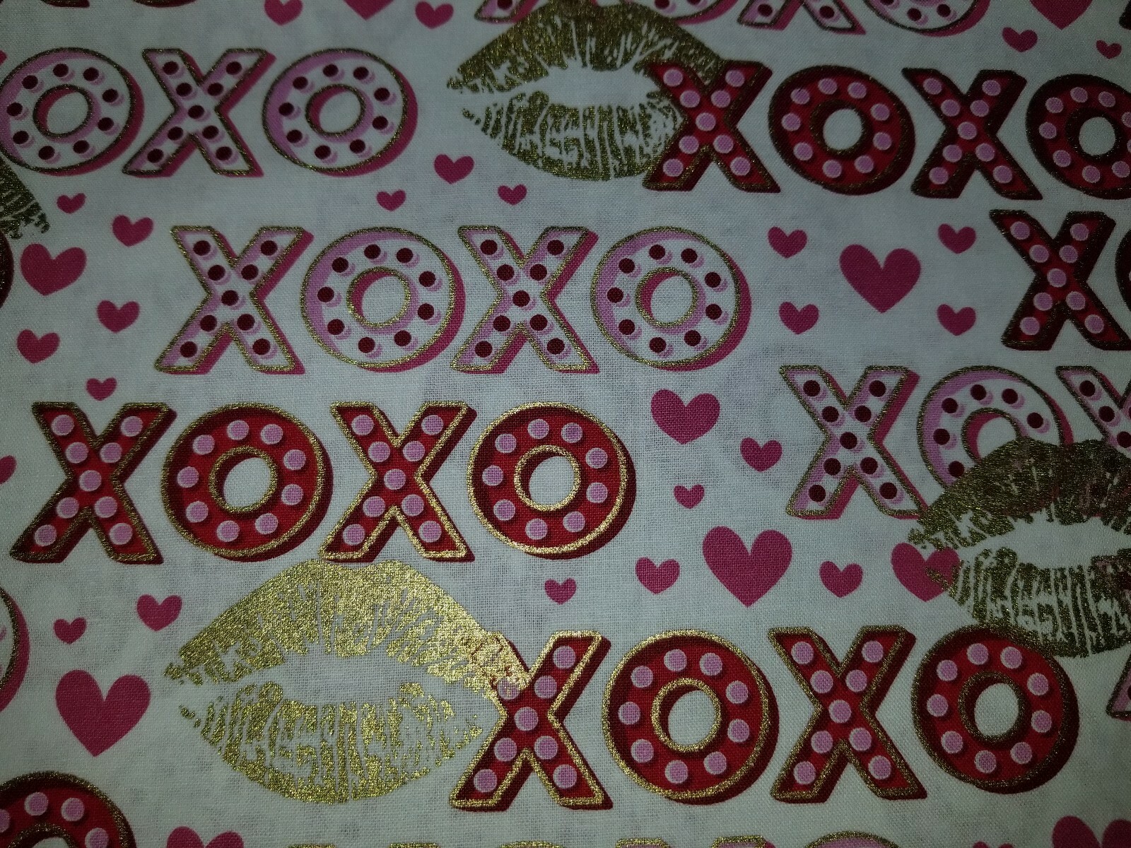 LINED WINDOW VALANCE CURTAIN 42X12 HUGS KISSES KISS VALENTINE’S HEART LOVE XOXO