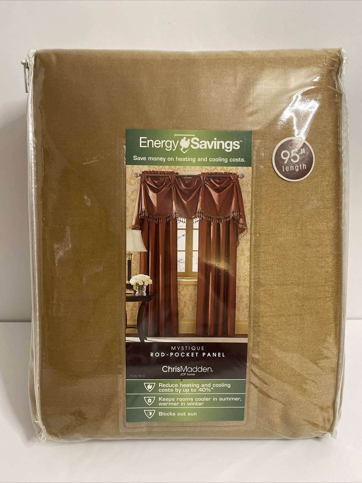 Chris Madden Mystique Curtain Rod Pocket Panel 1 Piece Aspen Gold 54″ x 95″