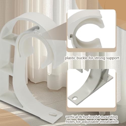 Pack Ceiling Curtain Rod Brackets, Aluminum Alloy Ceiling Mount Hooks 4 White