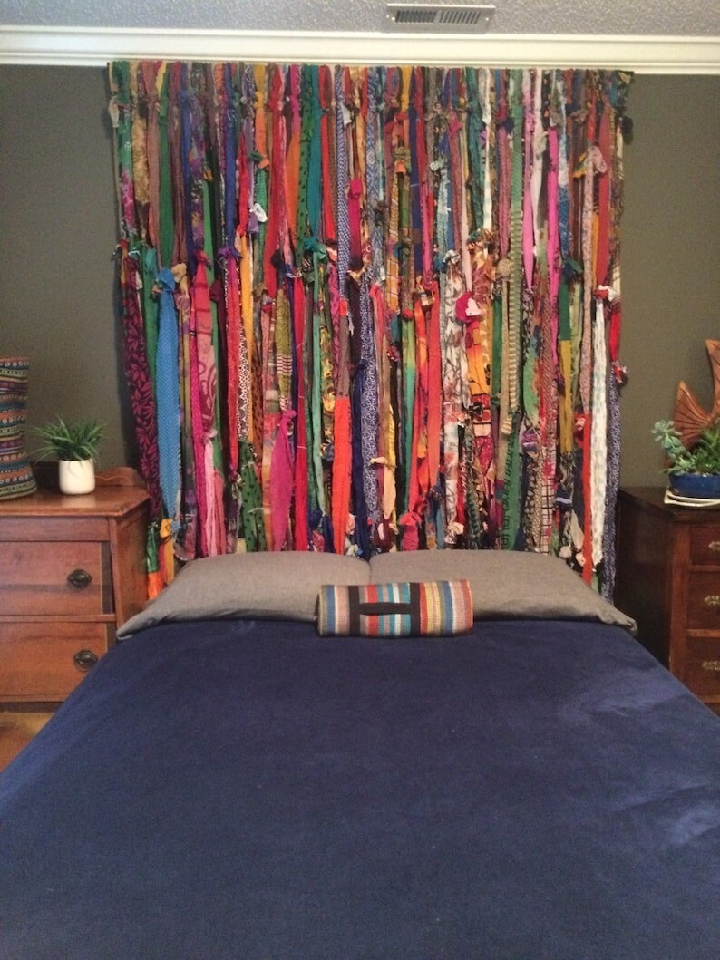 100 Strands, Bohemian gypsy rag Window Bohemian Valance Indian Backdrop curtains