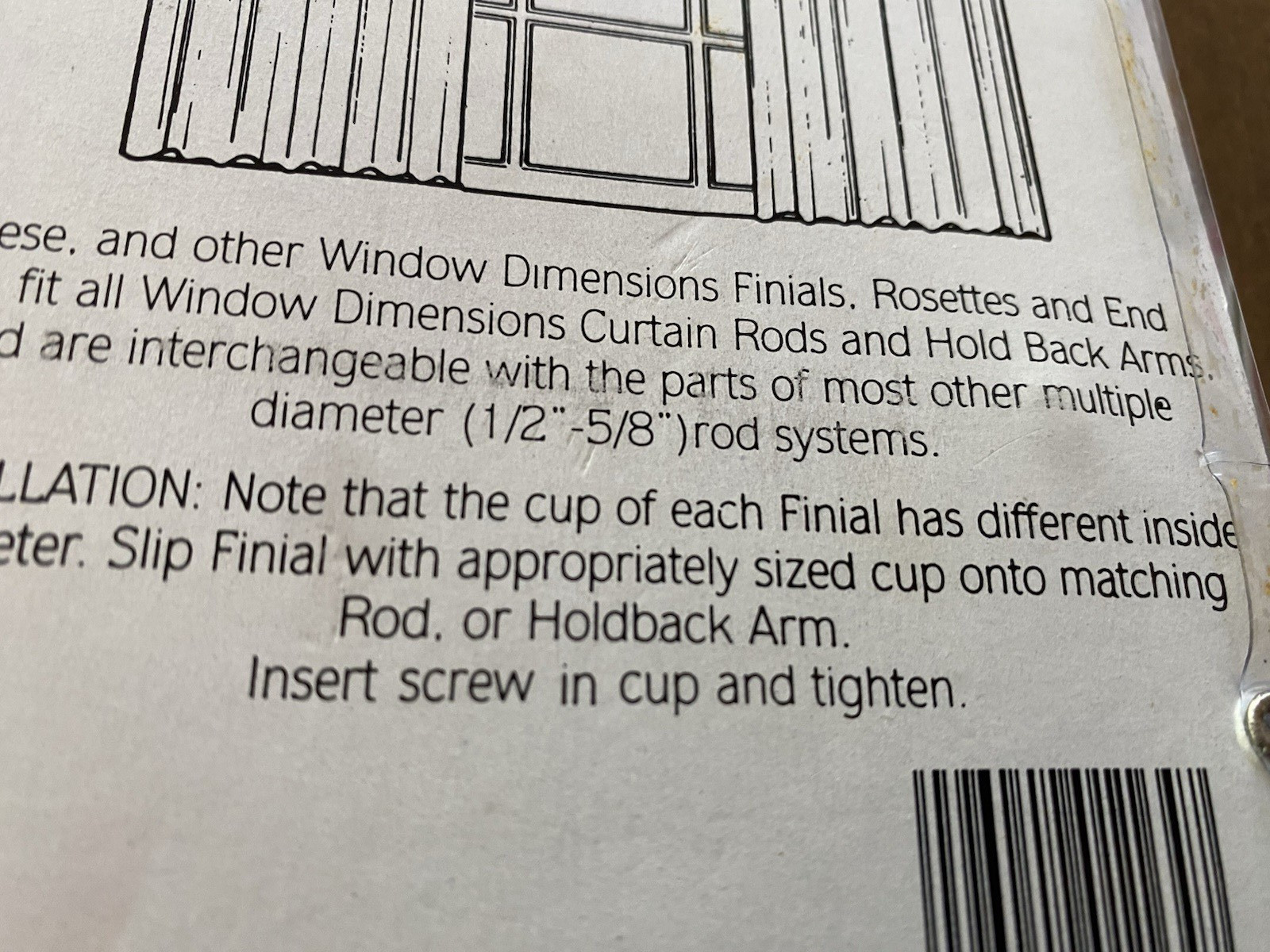 WINDOW DIMENSIONS Rod System 2 Tricorn Finials Silver tone 1/2″ – 5/8″ NOS