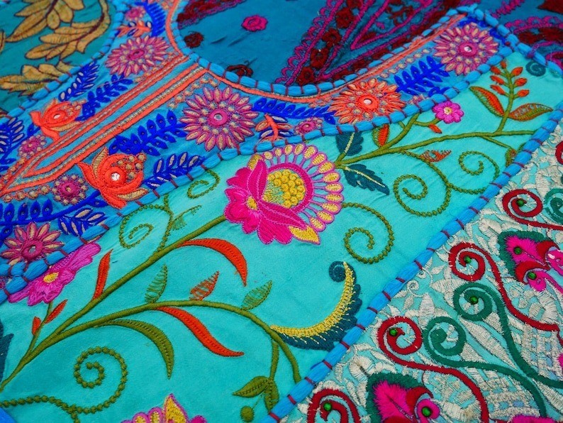 Blue 2 Meter Large Toran Boho Wall Tapestry Indian Entrance Decor Door Hanging