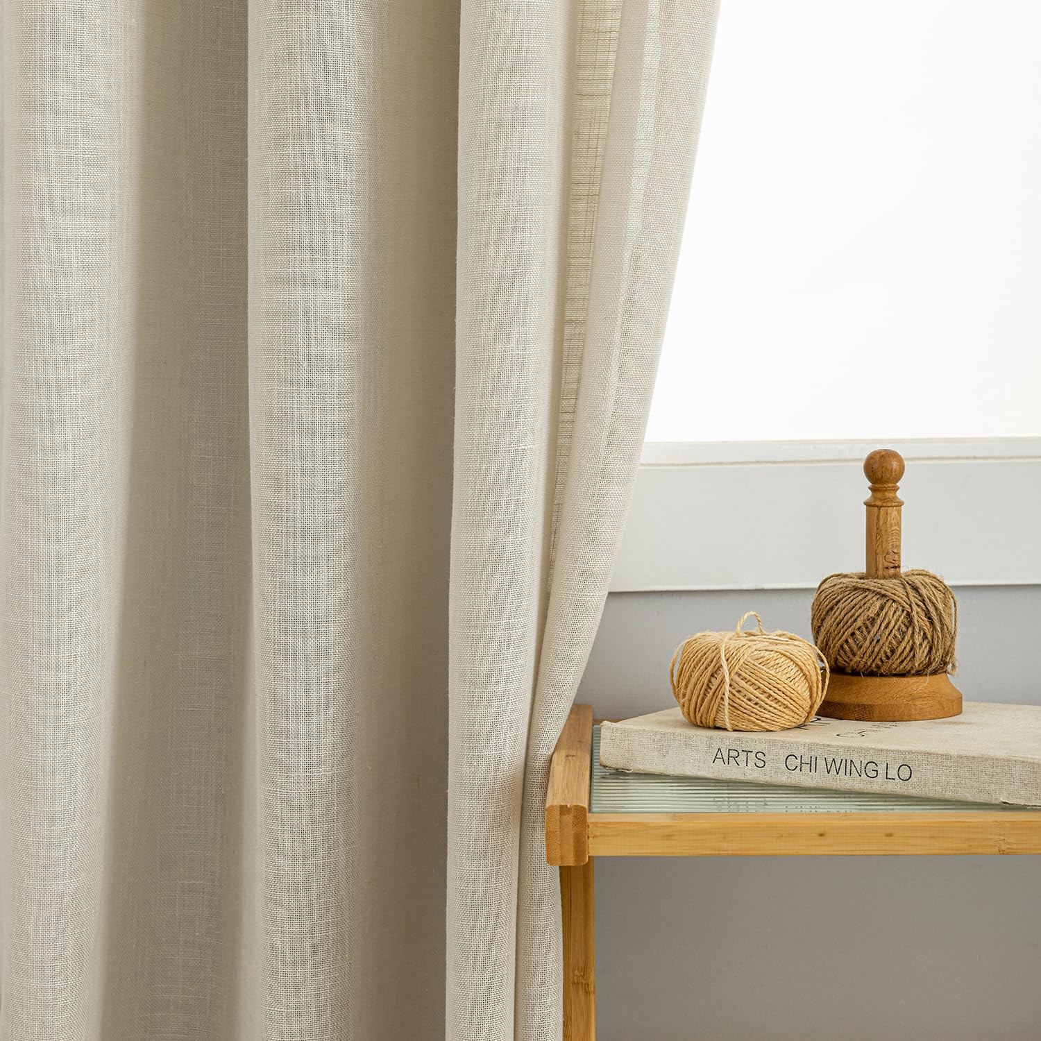 Natural Linen Textured Curtains Eyelet Linen Curtains for Window Living Room…