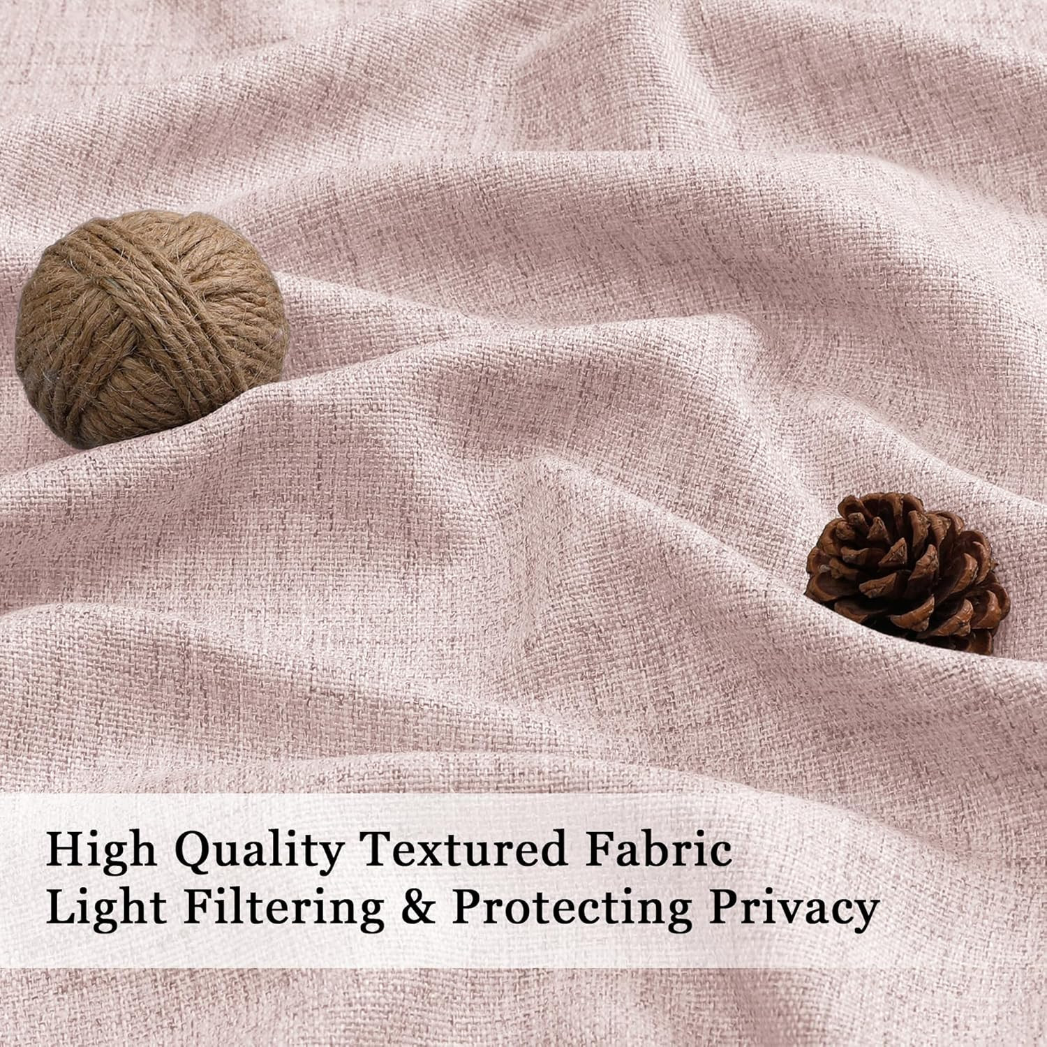 Blush Pink Valances for Windows 1 Pcs 24 Inch Length, Light Filtering Textured S