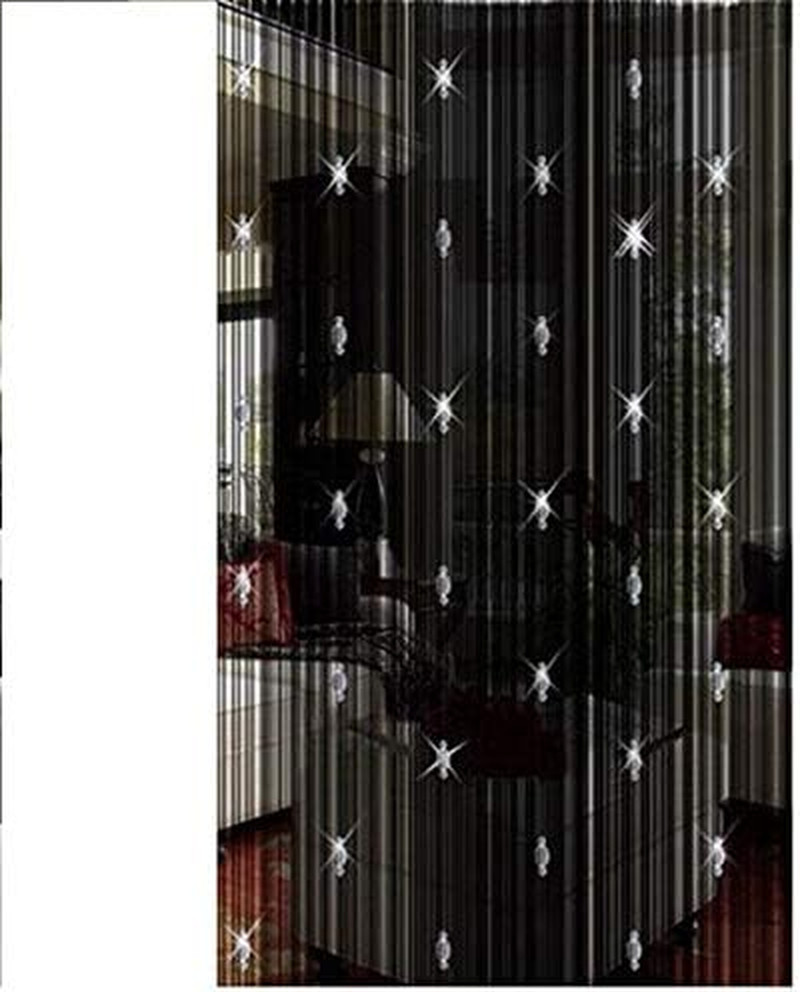 GREENWISH String Curtains Black Beads Curtains Doorway Tassel Curtain Thread