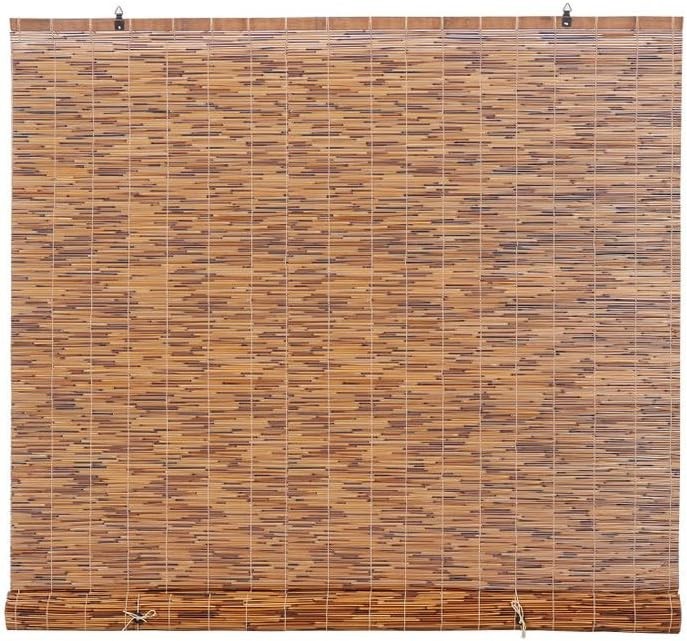 Coffee 48×72 Inch Light Filtering Reed Bamboo Cordless Blind Shades