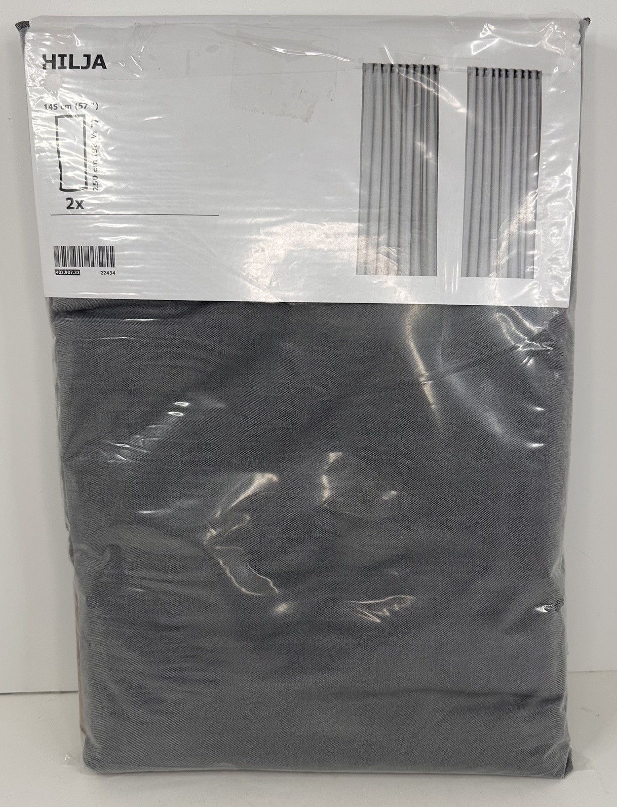 IKEA Hilja Pair Gray Light Filtering Curtains~145cm x 250cm(57 x 98.5 in) SEALED